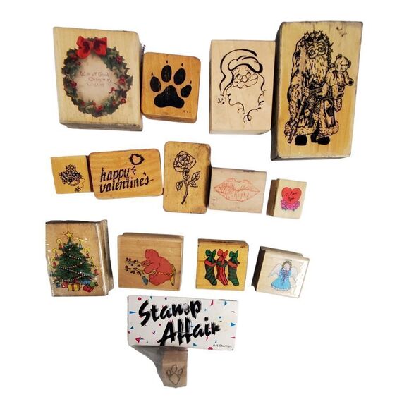 Lot of 21 Rubber Stamps Assorted Christmas Teapot Bears Paw Rose Scrapbooking - Picture 4 of 7